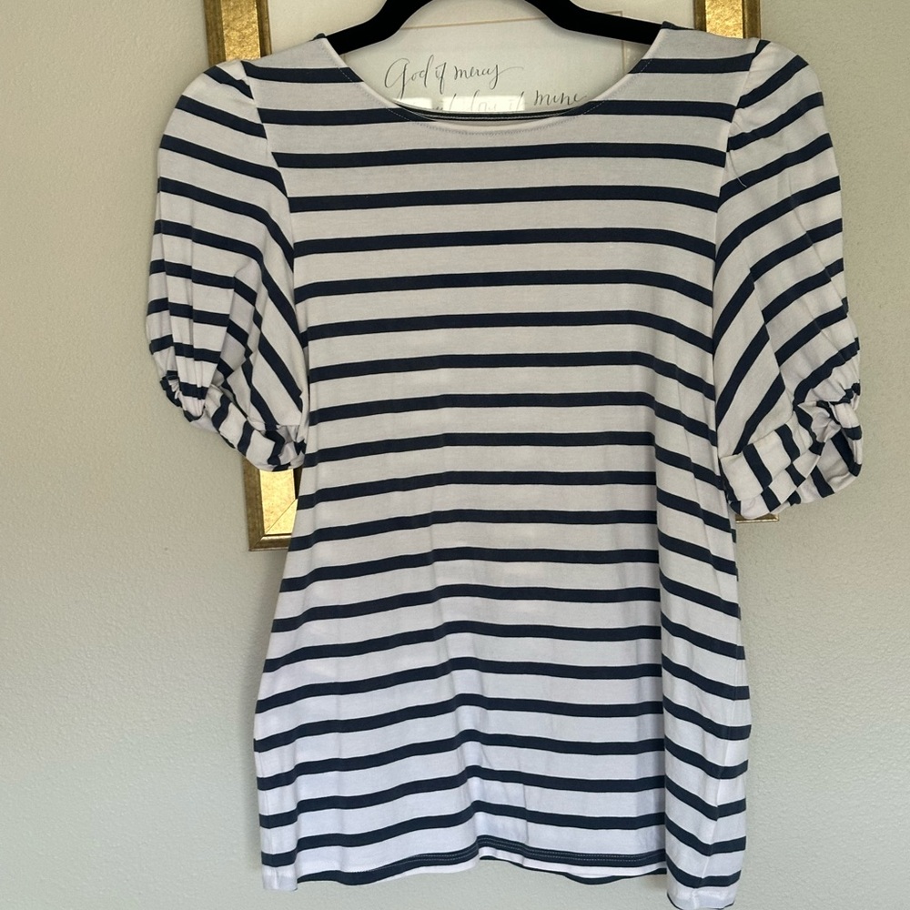 Lilly Pulitzer | Striped Puff-Sleeve Women's Top - Navy and White
